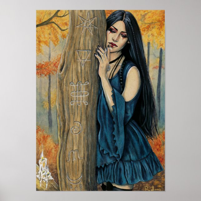 Poster Samhain Gothic Automne Sorcière Imaginaire Art Pos (Devant)