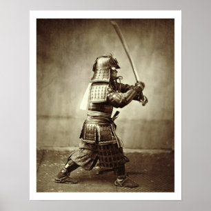 Poster Samouraïs avec l'épée augmentée, c.1860 (copie