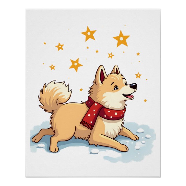 Poster Samoyed Ange de Neige (Devant)
