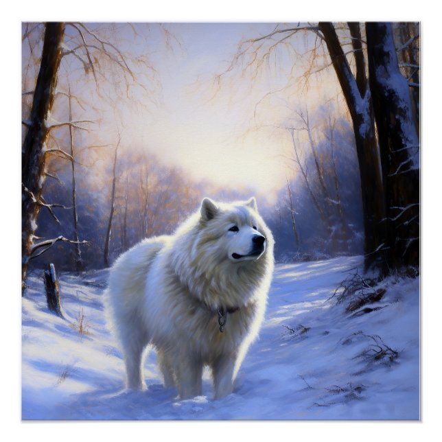 Poster Samoyed Let It Snow Christmas (Devant)