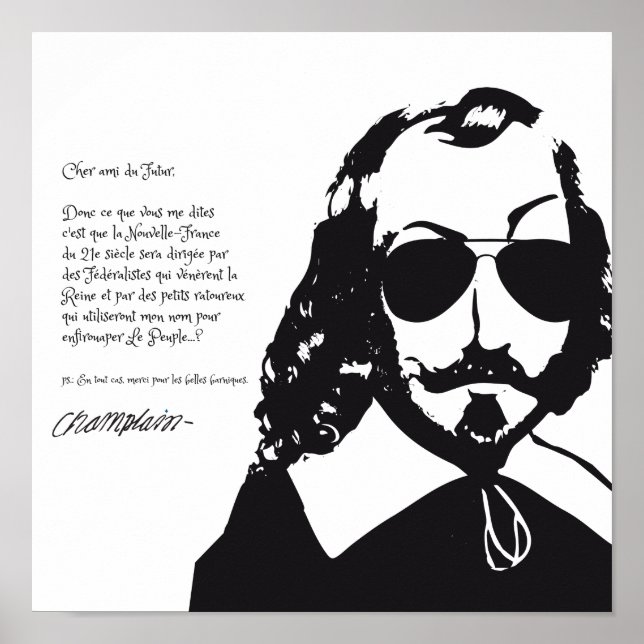 Poster Samuel Champlain Hipster texte du future+lunettes (Devant)