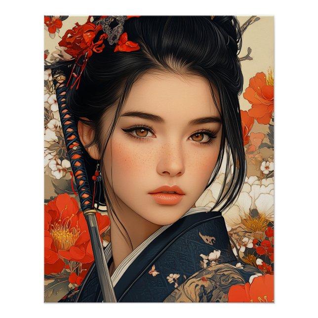 Poster Samurai Woman, Samurai Warrior Woman (Devant)