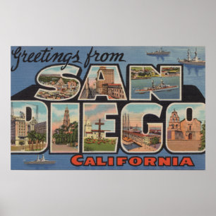 Poster San Diego, Californie - Grandes Lettres Scènes 2
