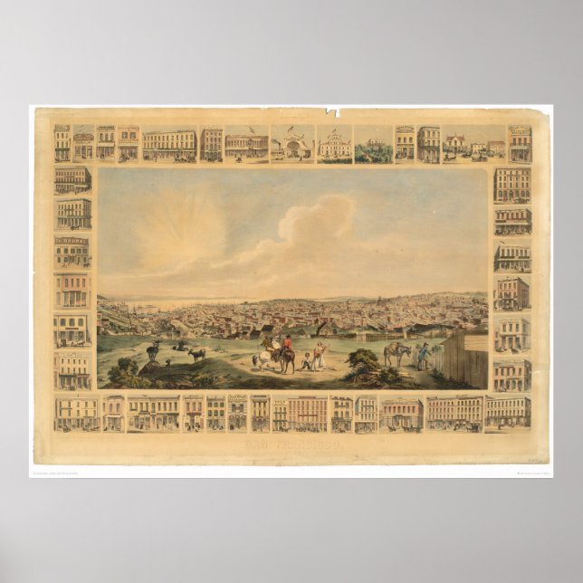 Poster San Francisco, CA. Carte panoramique 1860 (1162A) (Devant)