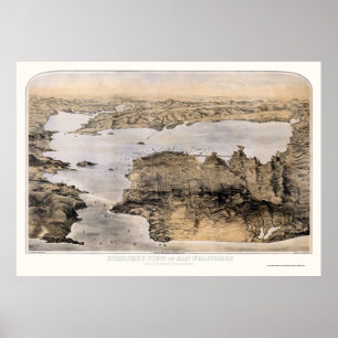 Poster San Francisco, CA Carte panoramique - 1876