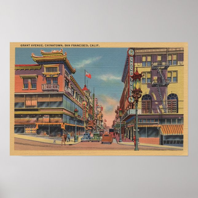 Poster San Francisco, CAGrant Avenue à Chinatown (Devant)