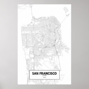 Poster San Francisco, Californie (noir sur blanc)