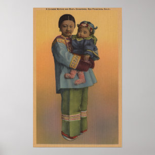 Poster San Francisco, femme de CAChinese et bébé