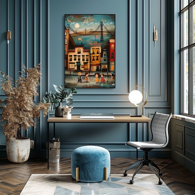 Poster San Francisco: Golden Gate City - Whimsical Art (Créateur téléchargé)