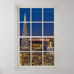 Poster San Francisco Night Faux Faux Fake White Window