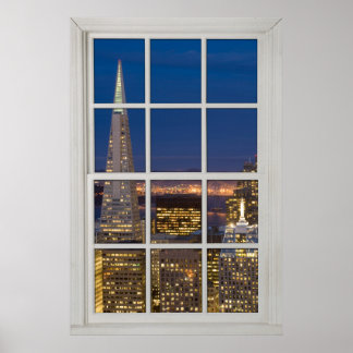 Poster San Francisco Night Faux Faux Fake White Window