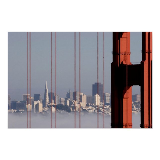 Poster San Francisco Skyline depuis Golden Gate Bridge. (Devant)