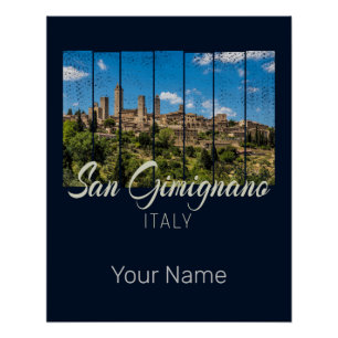 Poster San Gimignano Toscane Italie Vinatge Vue panoramiq