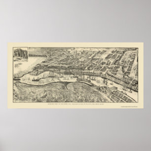 Poster San Pedro, carte panoramique de CA - 1905