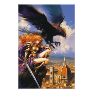 Poster Sanctuaire du cavalier Griffin Imaginaire Floren