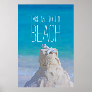 Poster Sandcastle Coral Turquoise Mer Emmenez-moi à da Be