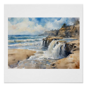 Poster Sandcut Coastal Waterfall,