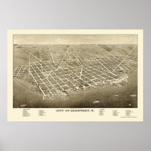 Poster Sandusky, OH Panoramic Map - 1883