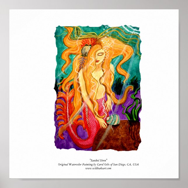 Poster "Sanibel Siren" - 15" x 15" (Devant)