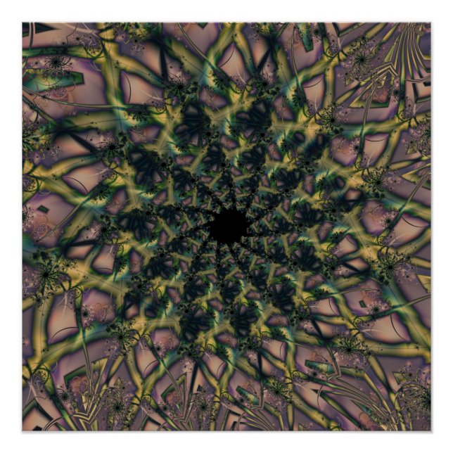 Poster Sans fin | Art fractal rose et jaune (Devant)