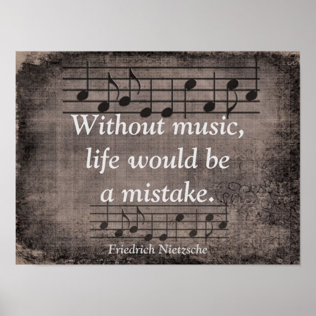 Poster Sans musique - Friedrich Nietzsche quote - Imprime (Devant)