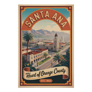 Poster Santa Ana Californie Rétro Voyage Vintage