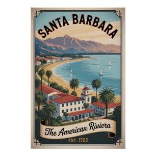 Poster Santa Barbara Californie Vintage Voyage Rétro
