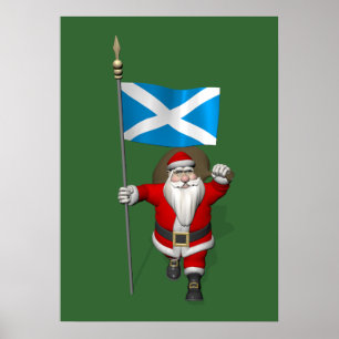 Poster Santa Claus Avec L'Enseigne De L'Ecosse