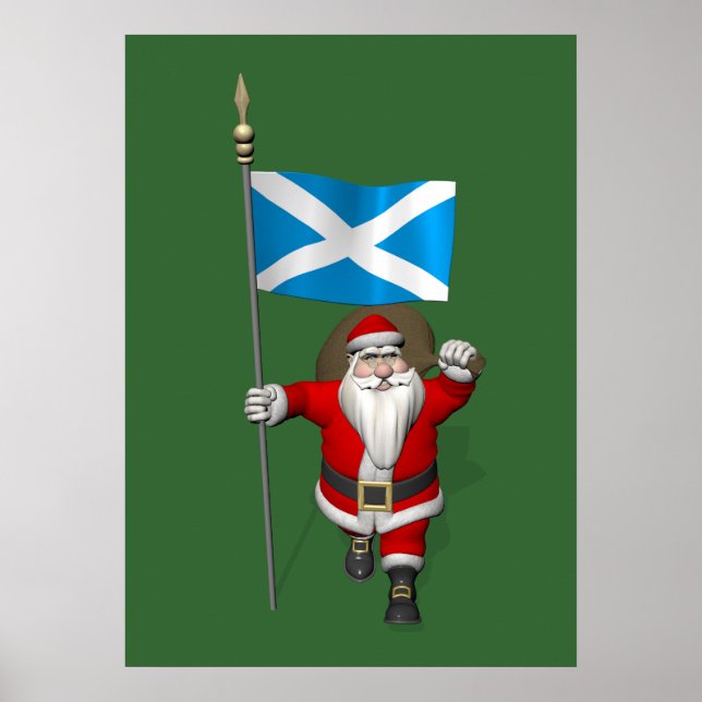 Poster Santa Claus Avec L'Enseigne De L'Ecosse (Devant)