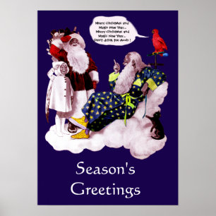 Poster SANTA CLAUS, PETITE ANGEL & MERLIN Noël Party