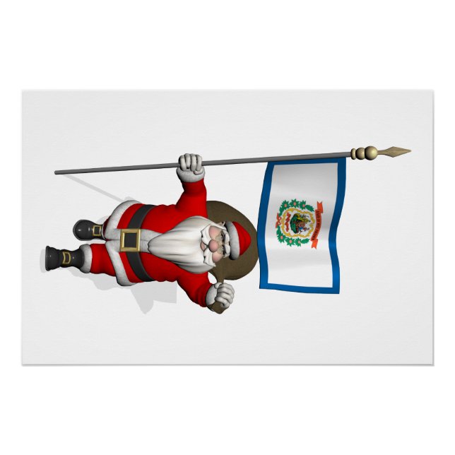 Poster Santa Claus With Ensign Of West Virginia (Devant)