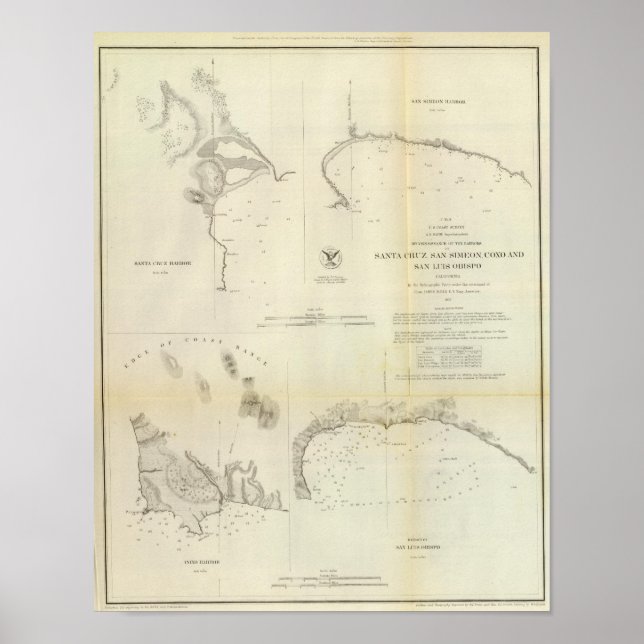 Poster Santa Cruz, San Simeon, Coxo, San Luis Obispo (Devant)