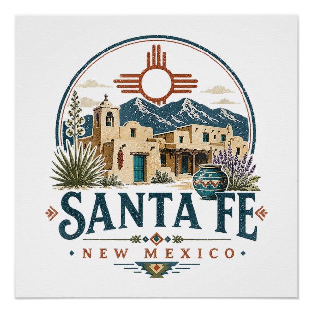 Poster Santa Fe Nouveau-Mexique Architecture Adobe Sud-Ou (Devant)