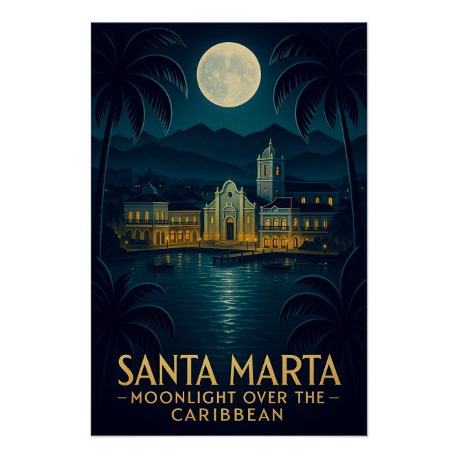 POSTER SANTA MARTA — MOONLIGHT OVER THE CARIBBEAN (Devant)