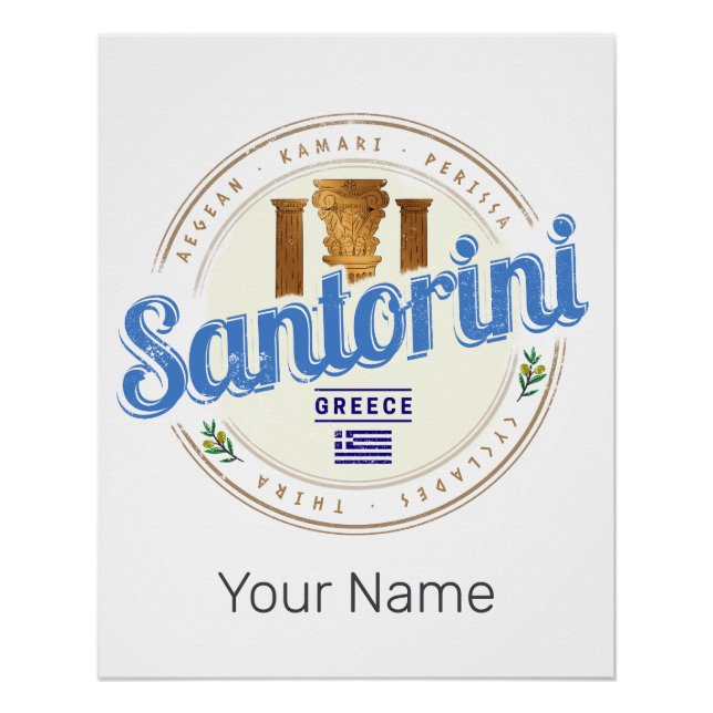 Poster Santorini Greece Vintage Aegean Cyclades Island (Devant)