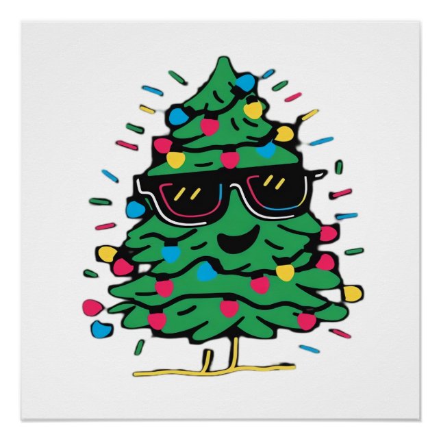 Poster Sapin de Noël Classique Cool (Devant)