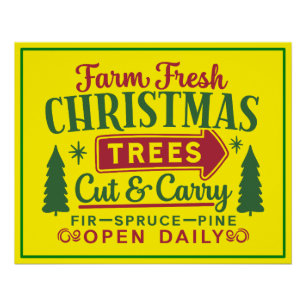 Poster Sapins de Noël Frais de la Ferme Modèle de Fêtes-6