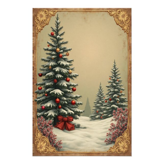 Poster Sapins de Noël sous la neige (Devant)