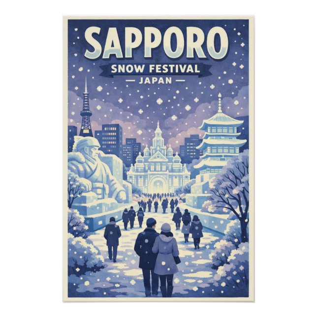 Poster Sapporo Snow Festival in Japan Travel (Devant)