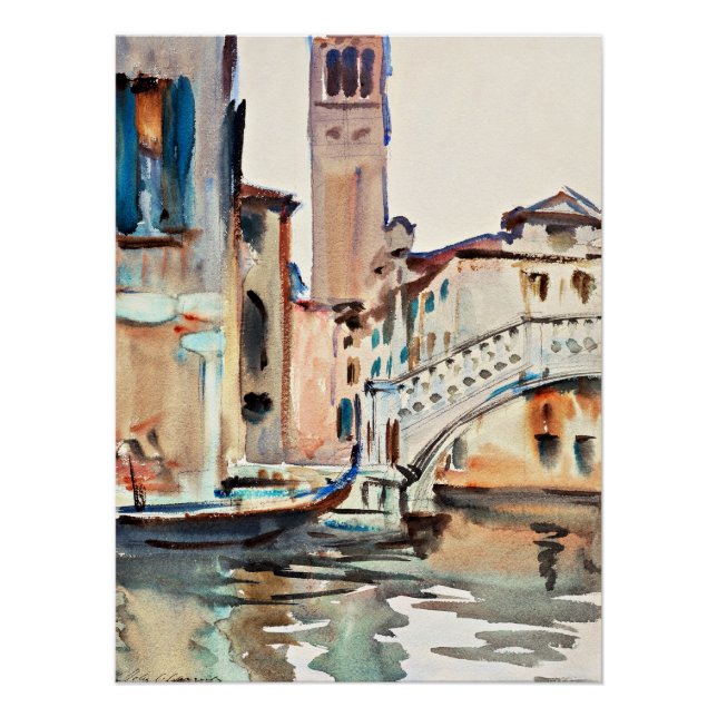 Poster Sargent - Un pont et un Campanile, Venise, (Devant)