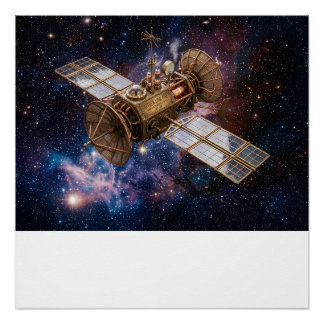Poster Satellite de communications Steampunk Starfilled
