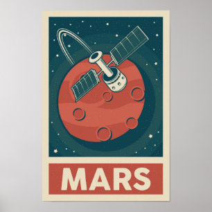 Poster satellite Mars Retro Galaxy