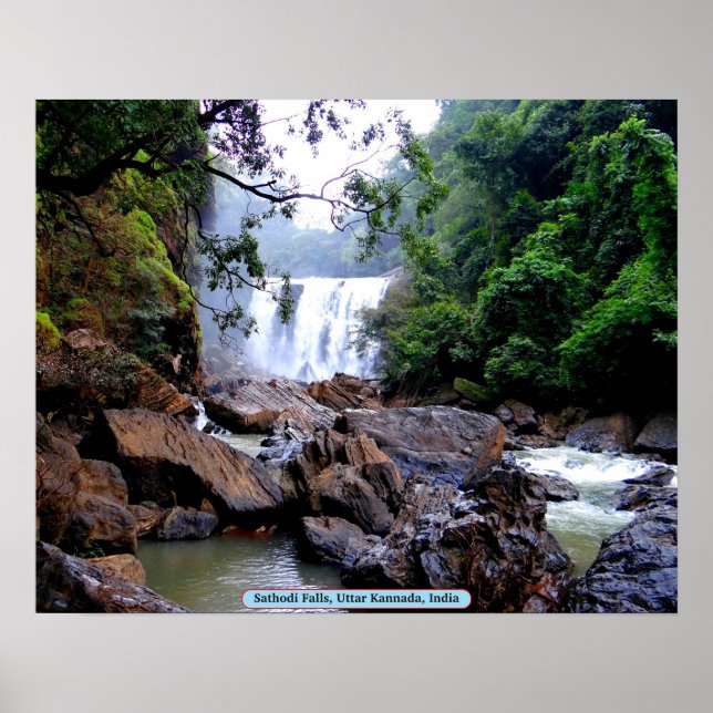 Poster Sathodi Falls, Uttar Kannada, Inde (Devant)