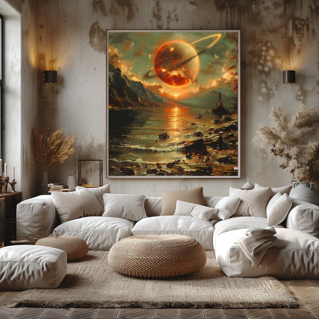 Poster Saturno en un atardecer surrealista (Créateur téléchargé)