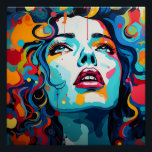 Poster Saut en couleurs : portrait pop art<br><div class="desc">"L’explosion de Farbex: un portrait du style pop art" est une affiche Zazzle Perfect qui capture l’énergie et la vitalité de l’espèce pop moderne. Ce poster avec un finish brillant donne une expression audacieuse et artistique dans chaque pièce. Avec ses couleurs vives et la représentation éclatante du visage d'une femme,...</div>