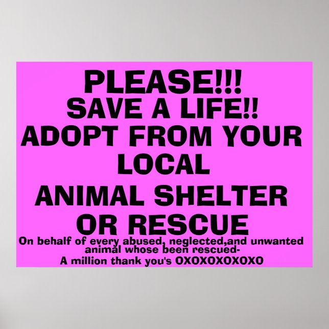 POSTER SAUVEGARDEZ UN ADOPT DE VIE ! (Devant)