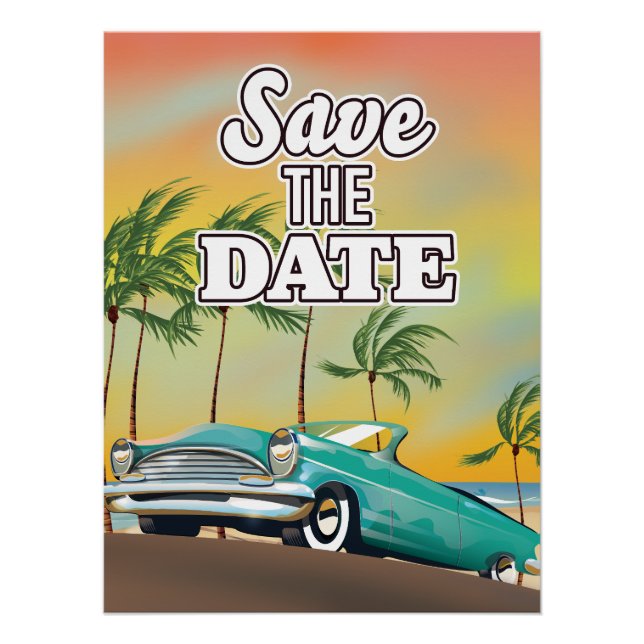 Poster Sauver la date voiture classique (Devant)