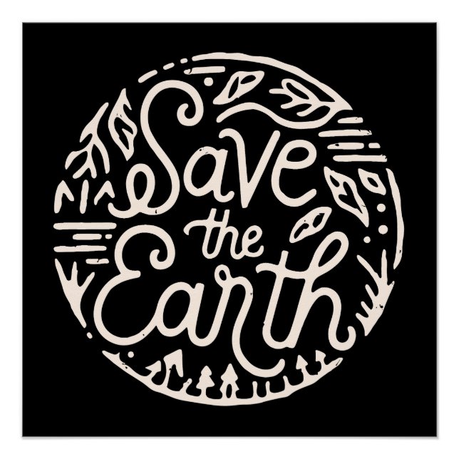 Poster Sauvez la terre rétro (Devant)