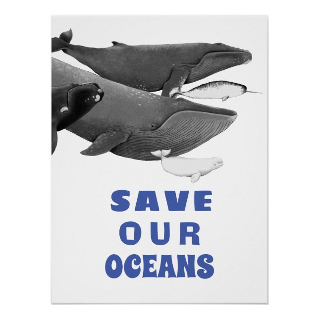 Poster Sauvez nos océans Baleine d'Art De l'environnement (Devant)