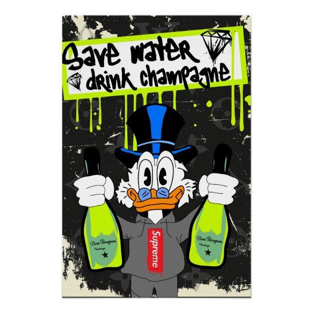 Poster Save Water, Champagne (Devant)